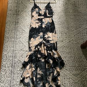 Lulus Darling Daylily dress - Black Floral Print
